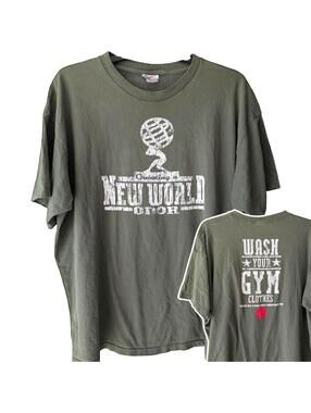 Vintage 90s Nike New World Odor Tee XXL Olive Green Wash Your Gym Clothes Funny